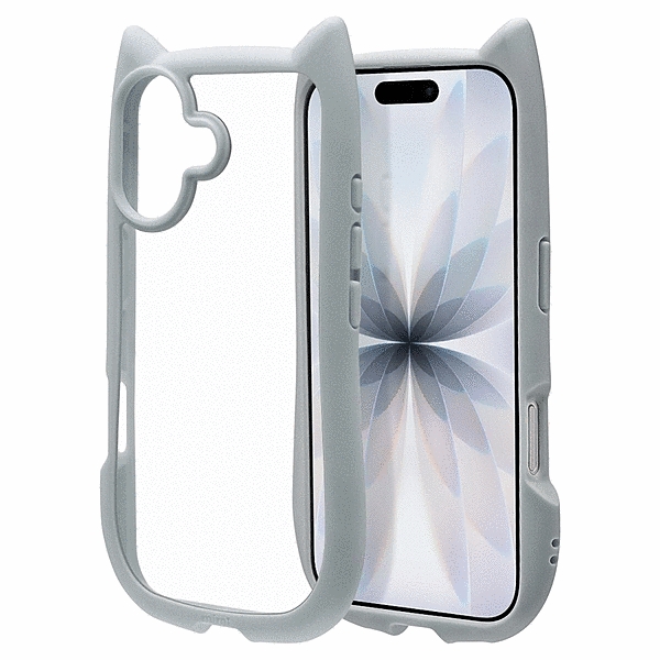 mimi 猫耳ハイブリッドケース TPU/PC MIL規格準拠 スモーキーブルー