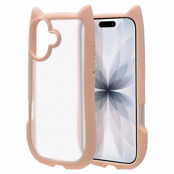 mimi 猫耳ハイブリッドケース TPU/PC MIL規格準拠 スモーキーピンク/フロストピンク