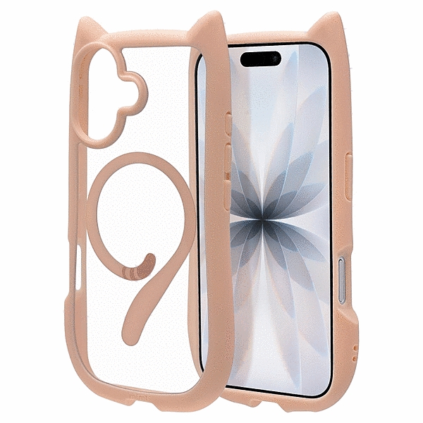 mimi 猫耳ハイブリッドケース TPU/PC ワイヤレス充電対応 MIL規格準拠 スモーキーピンク
