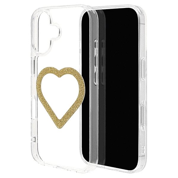 Mignu ハイブリッドケース 磁力充電対応 ラメゴールド クリア