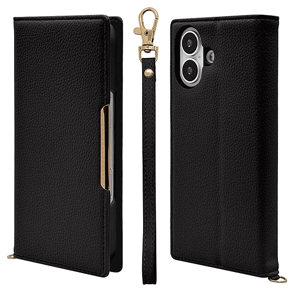 iLBe ハンドストラップ付き手帳ケース ブラック