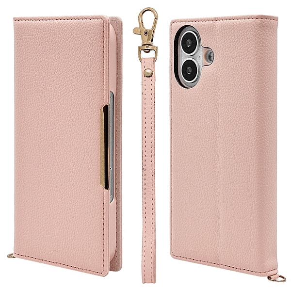 iLBe ハンドストラップ付き手帳ケース ピンク