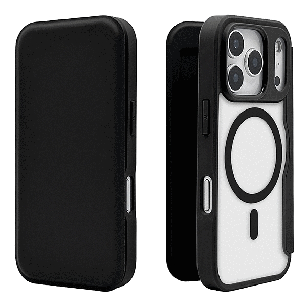 ハイブリッド 手帳ケース 磁力充電対応 ブラック