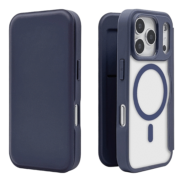 ハイブリッド 手帳ケース 磁力充電対応 ネイビー