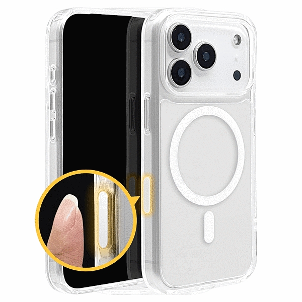 ハイブリッドケース カメラコントロール 磁力充電対応 クリア