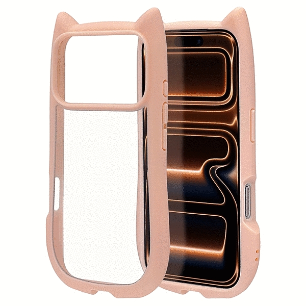 mimi 猫耳ハイブリッドケース TPU/PC MIL規格準拠 スモーキーピンク