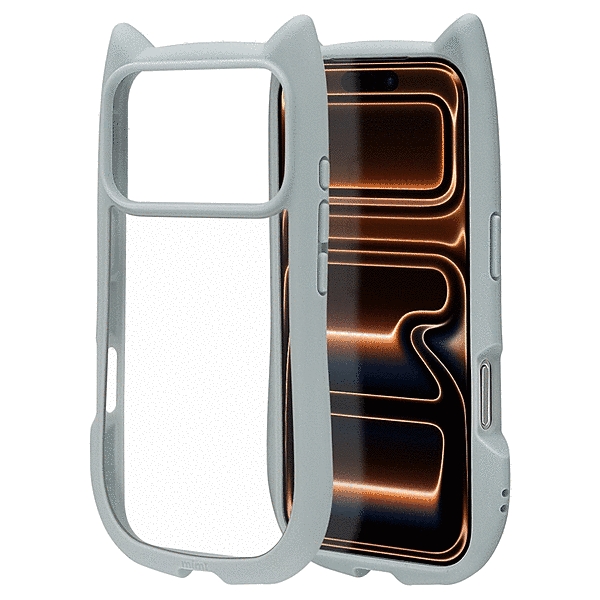 mimi 猫耳ハイブリッドケース TPU/PC MIL規格準拠 スモーキーブルー