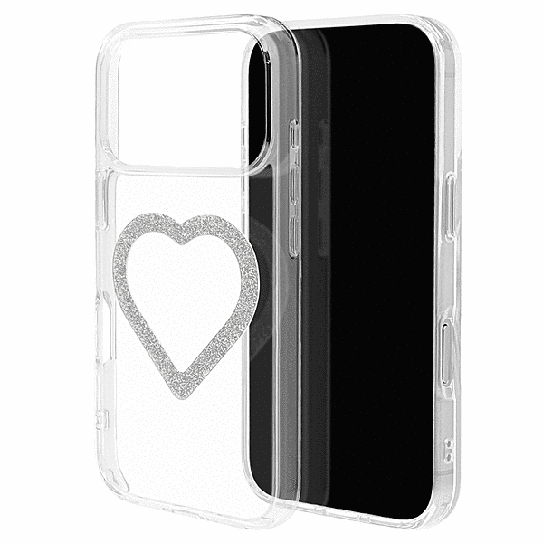 Mignu ハイブリッドケース 磁力充電対応 ラメシルバー クリア