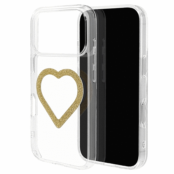 Mignu ハイブリッドケース 磁力充電対応 ラメゴールド クリア