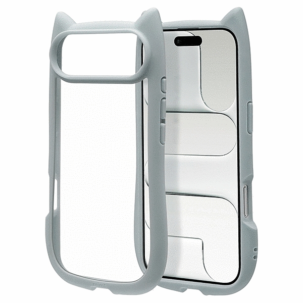 mimi 猫耳ハイブリッドケース TPU/PC MIL規格準拠 スモーキーブルー