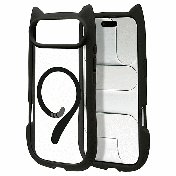 mimi 猫耳ハイブリッドケース TPU/PC ワイヤレス充電対応 MIL規格準拠 ブラック