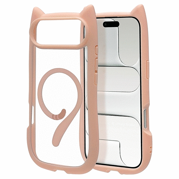 mimi 猫耳ハイブリッドケース TPU/PC ワイヤレス充電対応 MIL規格準拠 スモーキーピンク