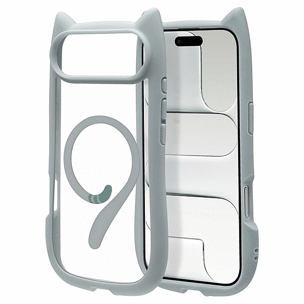 mimi 猫耳ハイブリッドケース TPU/PC ワイヤレス充電対応 MIL規格準拠 スモーキーブルー