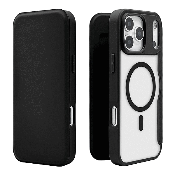 手帳型ケース サイドマグネット 磁力充電対応 ブラック