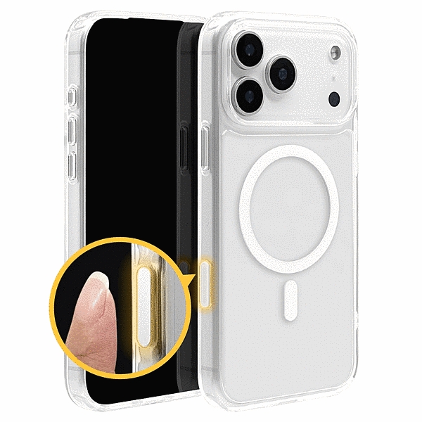 ハイブリッドケース カメラコントロール 磁力充電対応 クリア