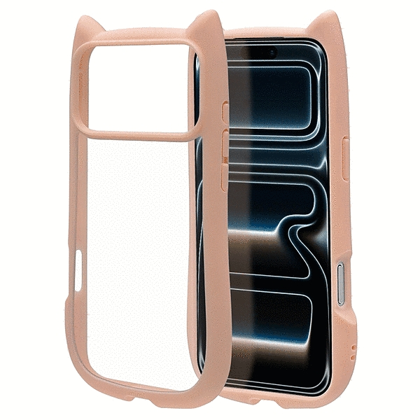 mimi 猫耳ハイブリッドケース TPU/PC MIL規格準拠 スモーキーピンク