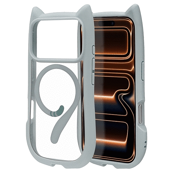 mimi 猫耳ハイブリッドケース TPU/PC ワイヤレス充電対応 MIL規格準拠 スモーキーブルー