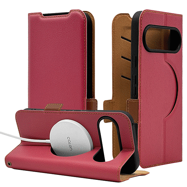 手帳型ケース サイドマグネット 磁力充電対応 マゼンタ