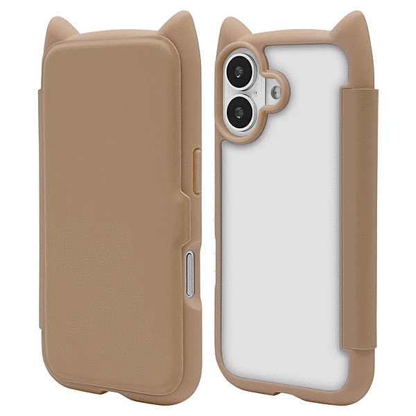 mimi 猫耳手帳型ハイブリッドケース TPU/PC MIL規格準拠 トープ