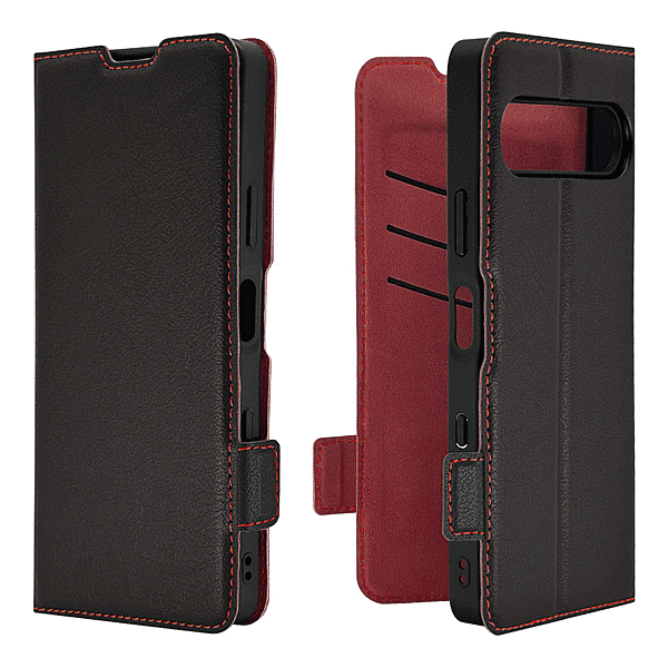 薄型手帳サイドマグネットケース ブラック/レッド
