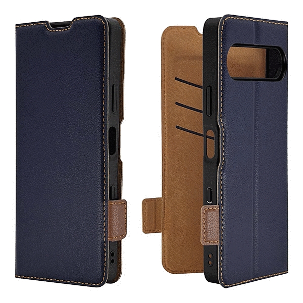 薄型手帳サイドマグネットケース ネイビー/ブラウン
