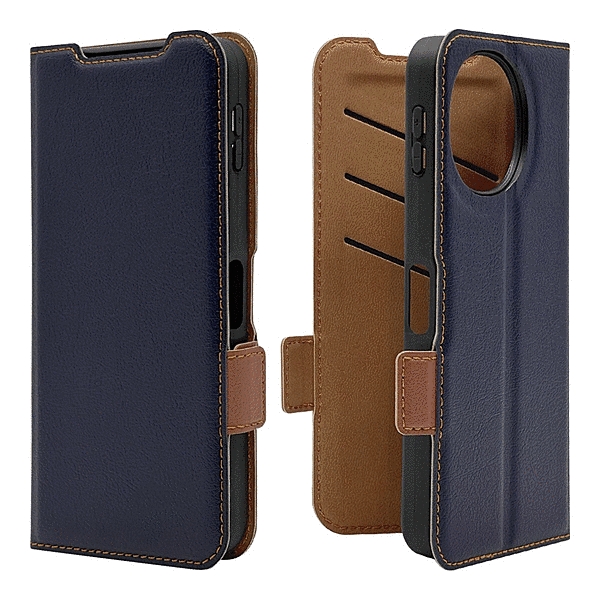 薄型手帳サイドマグネットケース ネイビー/ブラウン
