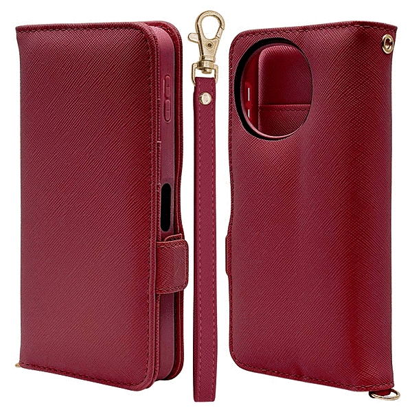 ハンドストラップ付き手帳型ケース マゼンタ