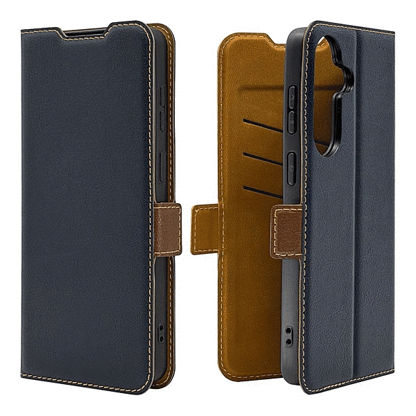薄型手帳サイドマグネットケース ネイビー/ブラウン