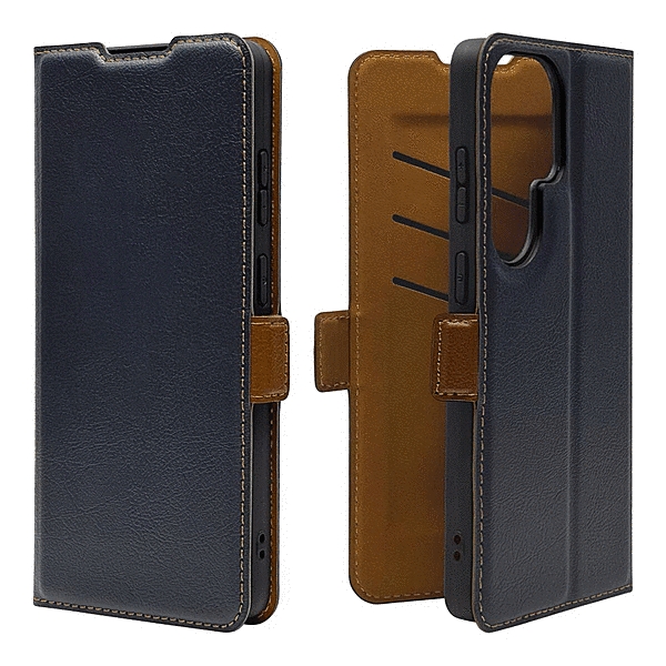 薄型手帳サイドマグネットケース ネイビー/ブラウン