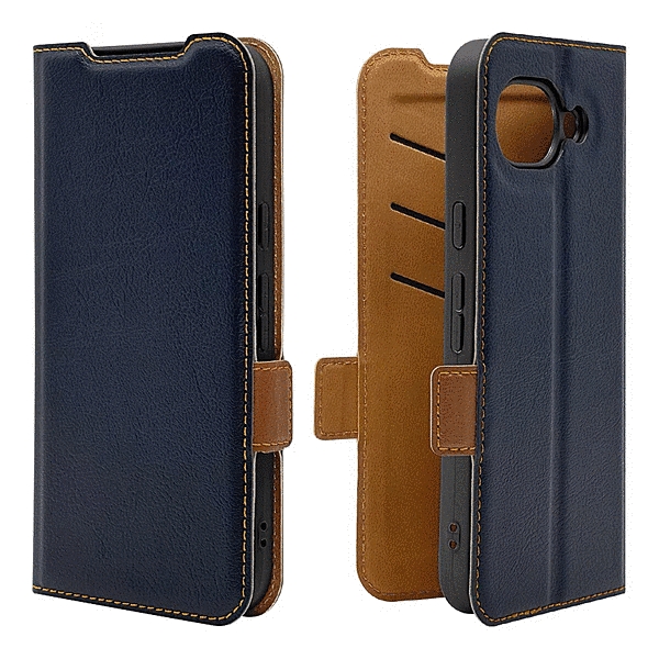 薄型手帳サイドマグネットケース ネイビー/ブラウン