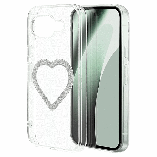 Mignu ハイブリッドケース 磁力充電対応 ラメシルバー クリア