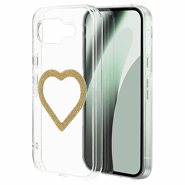 Mignu ハイブリッドケース 磁力充電対応 ラメゴールド クリア