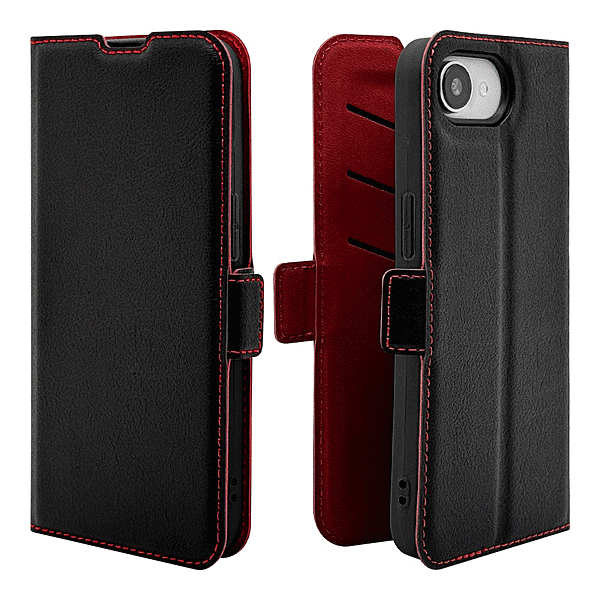 薄型手帳ケース サイドマグネット ブラック/レッド