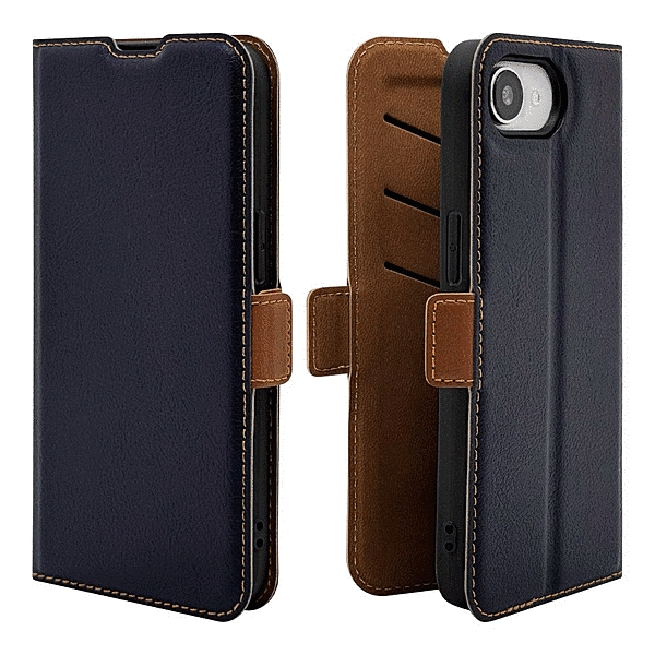 薄型手帳ケース サイドマグネット ネイビー/ブラウン