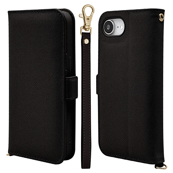 ハンドストラップ手帳ケース ブラック