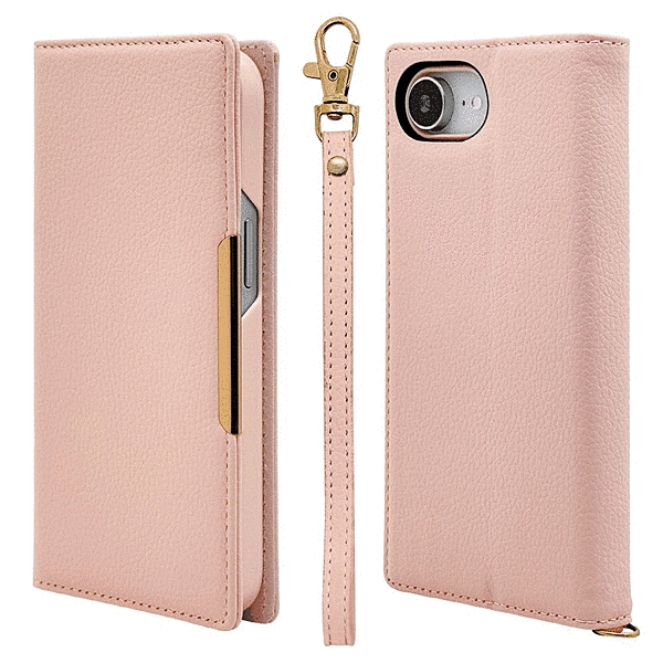 iLBe ハンドストラップ付き手帳ケース ピンク